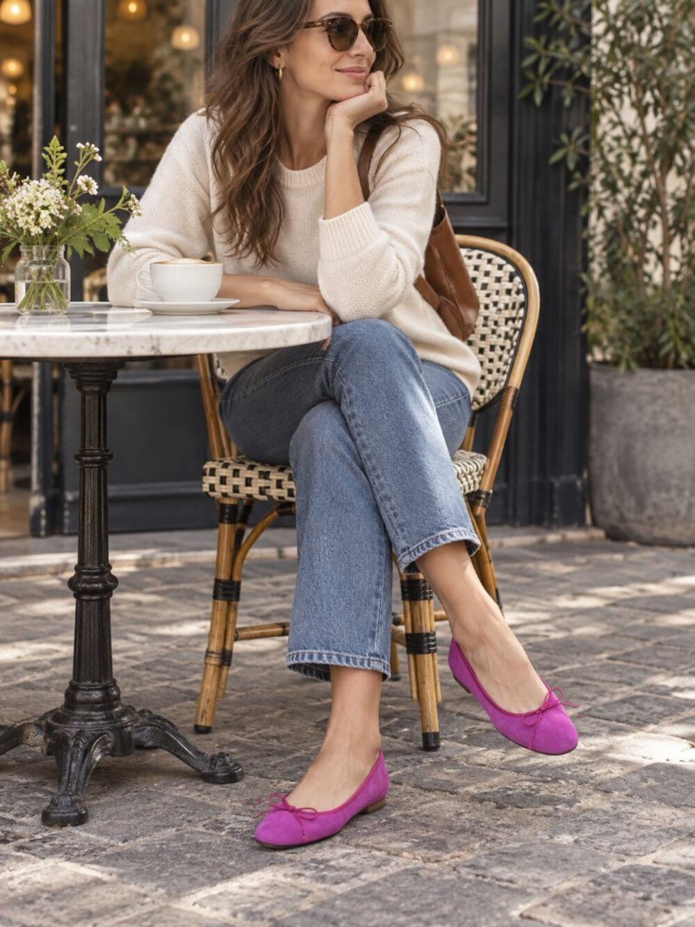 Ann Mashburn Purple Suede Ballet Flats Women’s EU 38 Slip-On Bow Italy